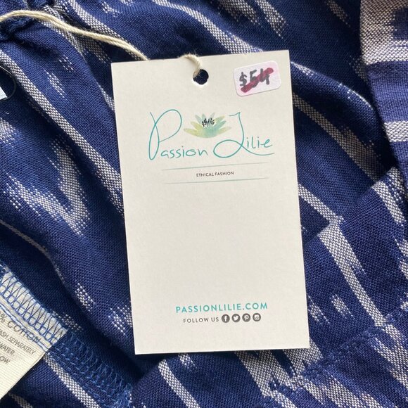 Fair Trade Real Ikat 100% Cotton Breathable Navy Cuffed Shorts L Passion Lilie - Picture 6 of 9